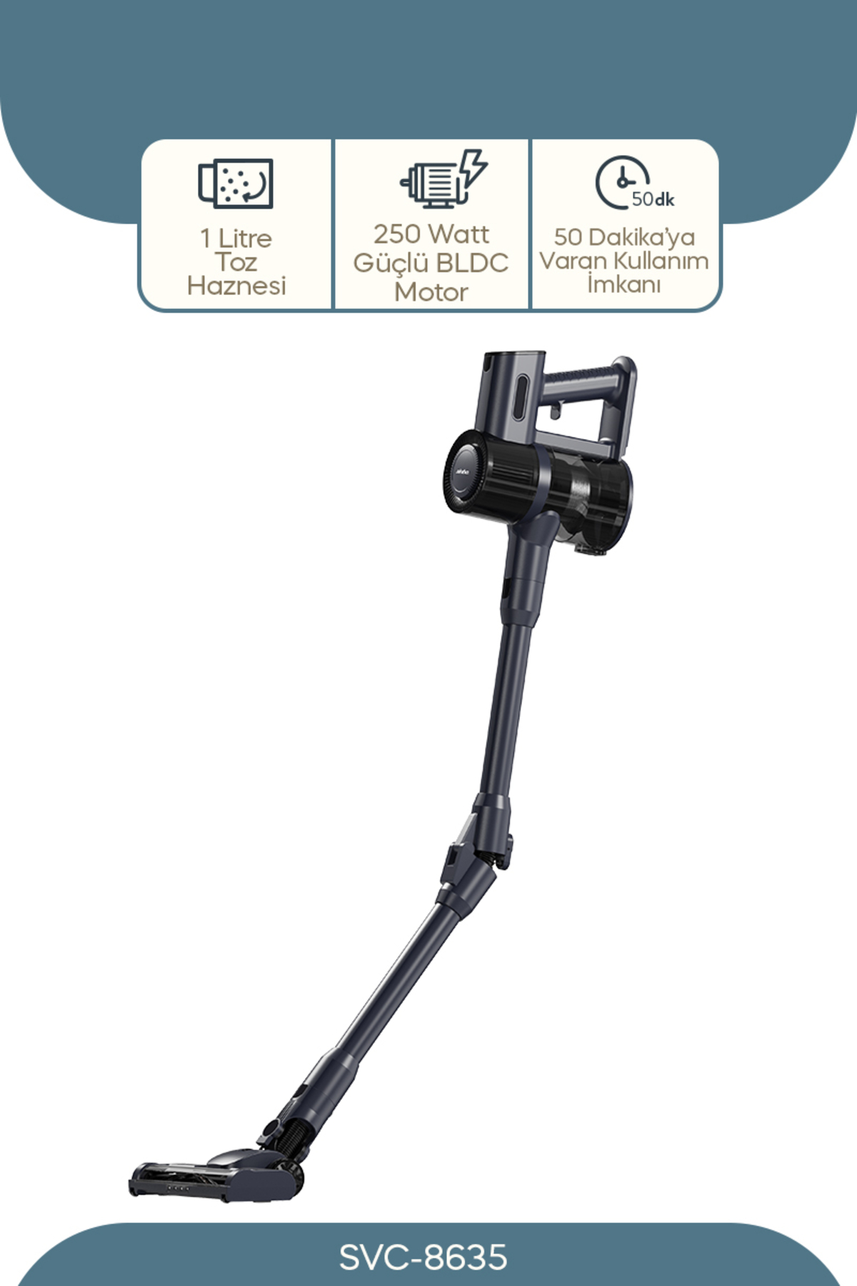 Sinbo Svc-8635 Bldc Motorlu Dikey Kablosuz Şarjlı Led Aydınlatmalı Süpürge