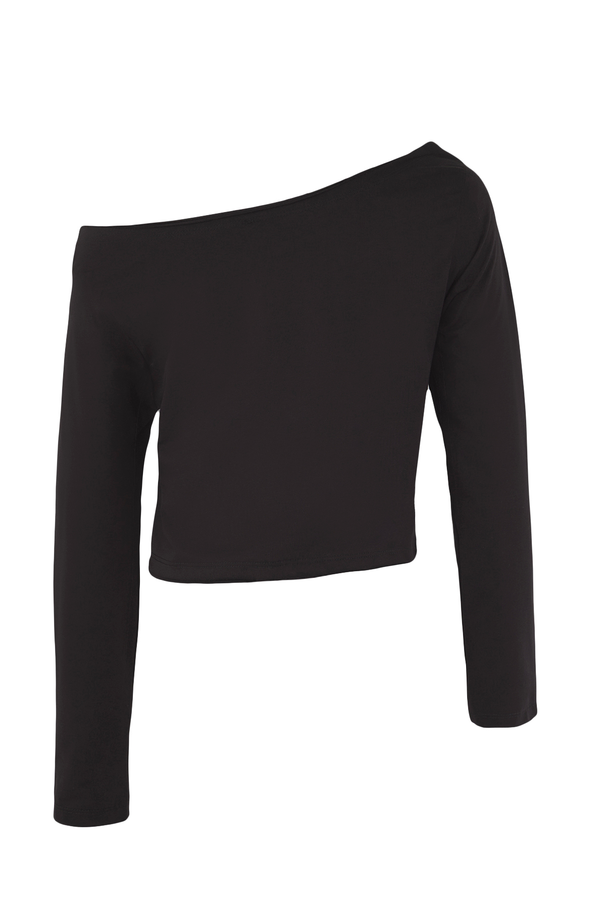 Trendyolmilla  Siyah-Beyaz %100 Pamuk Asimetrik Kayık Yaka Relaxed/Rahat Kesim Örme T-Shirt TWOAW26TS00016 - Görsel 9