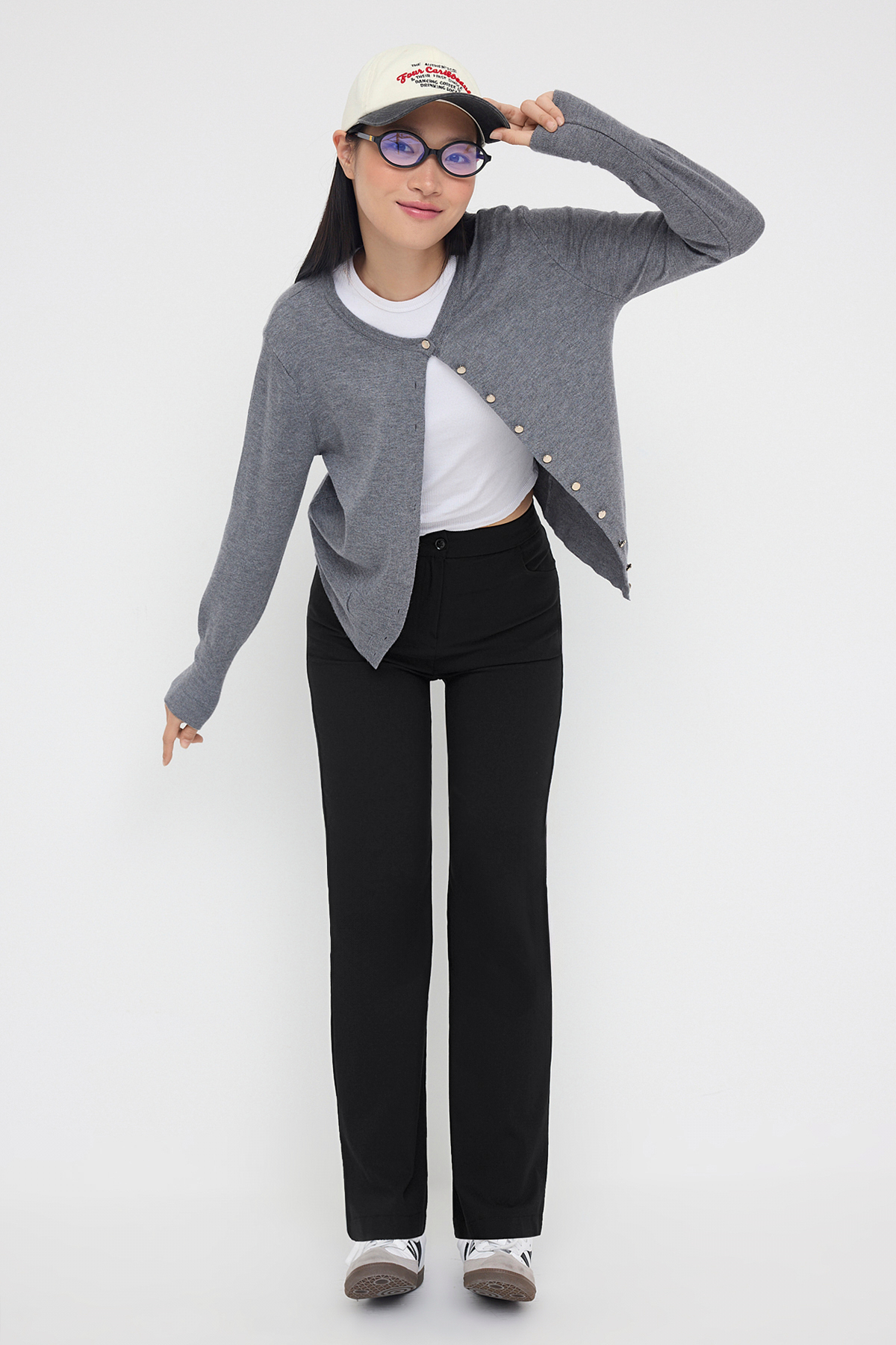 Trendyolmilla  Teen Siyah Fitted Likralı Esnek Wide Leg/Geniş Paça Pantolon TWOAW26PL00009 - Görsel 3