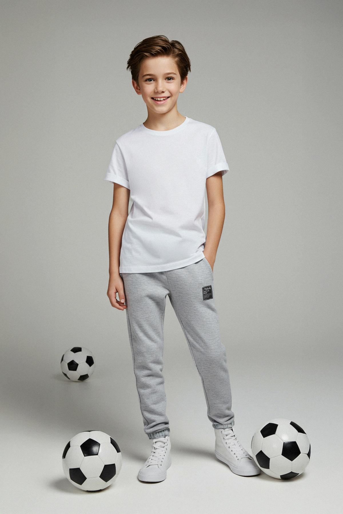 Trendyolmilla Kids Gri Melanj Pamuklu Etiketli Kalın/İçi Polarlı Jogger Örme Erkek Çocuk Eşofman Altı TKDAW26EA00010