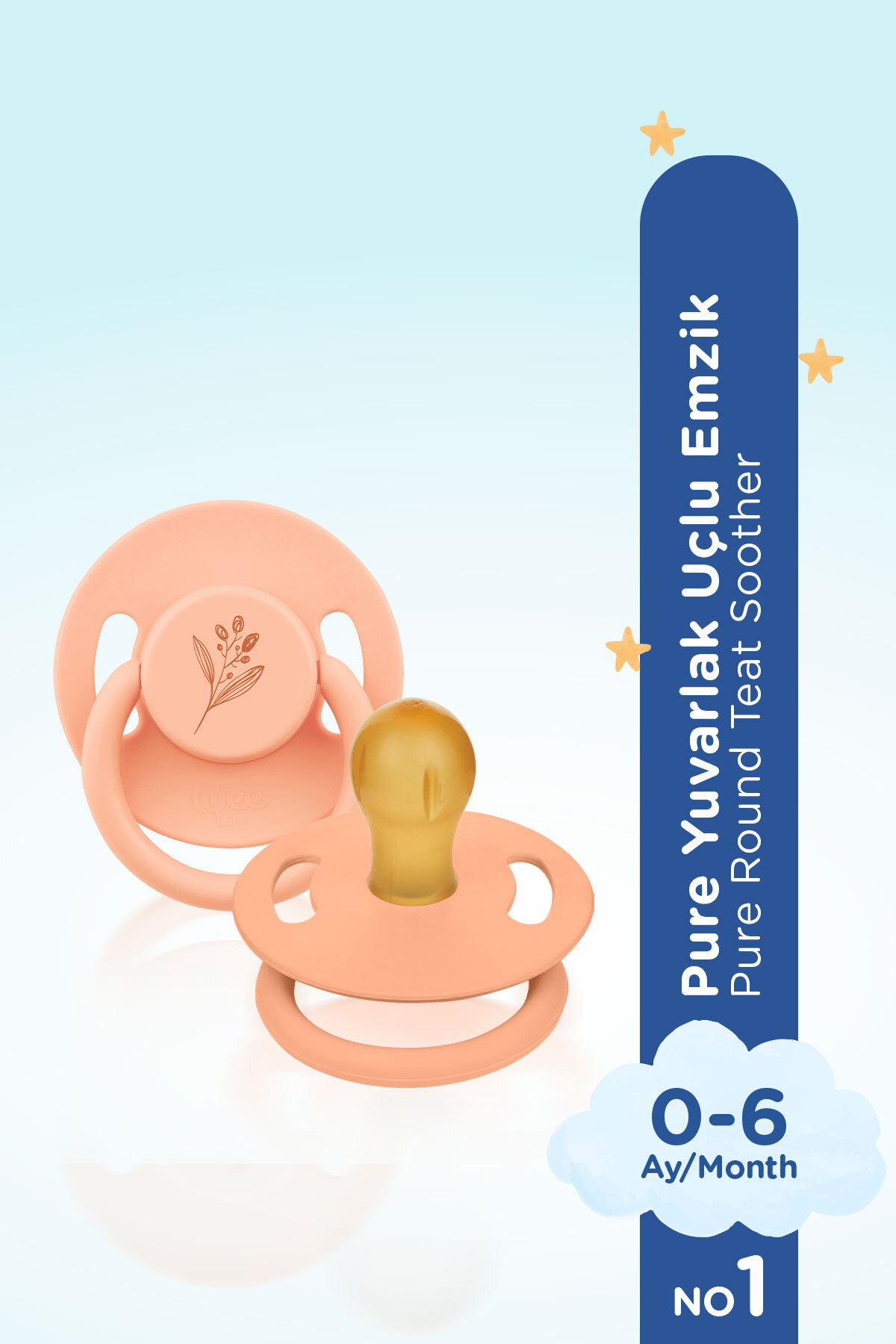 Wee Baby Pure Yuvarlak Uçlu Kauçuk Emzik No:1 Somon 0-6 Ay fotoğrafı 2 (önizleme)