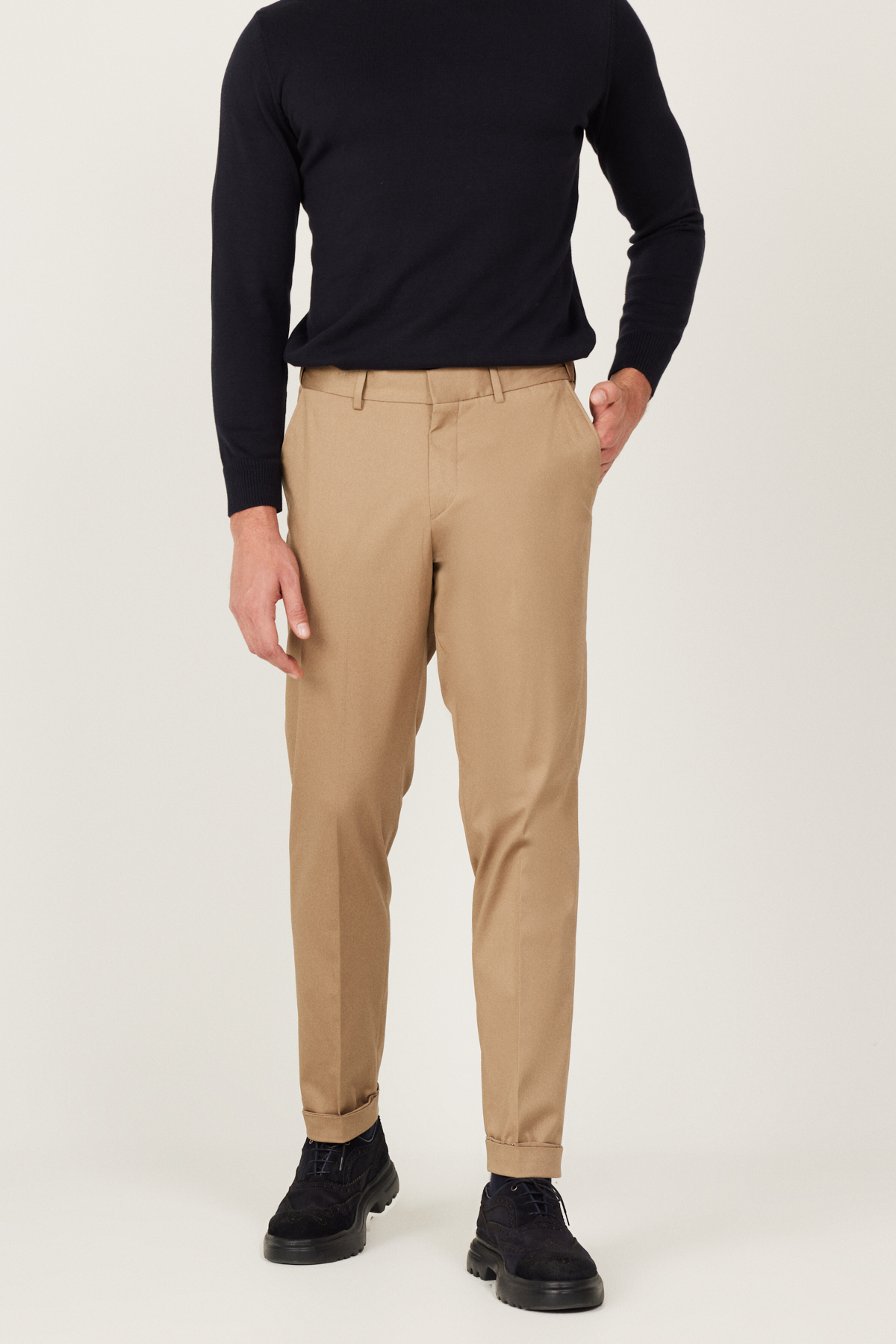 آلتین ییدلیز کلاسیکس شلوار مردانه اسلیم فیت طرح شتری، پارچه گاباردین طرح‌دار، پنبه، کمر کشی