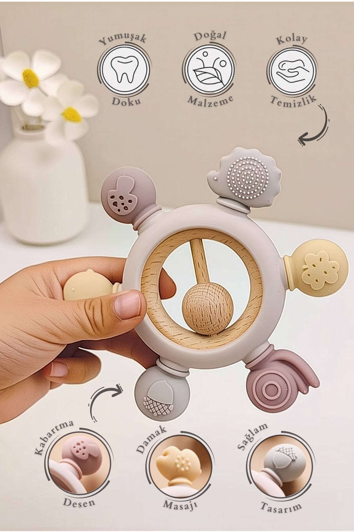 Kiwi Yummy Çıngıraklı Bebek Diş Kaşıyıcı–Ağrısız Diş Çıkarma, %100 Güvenli ve Organik, Annelerin Seçimi fotoğrafı 2 (önizleme)