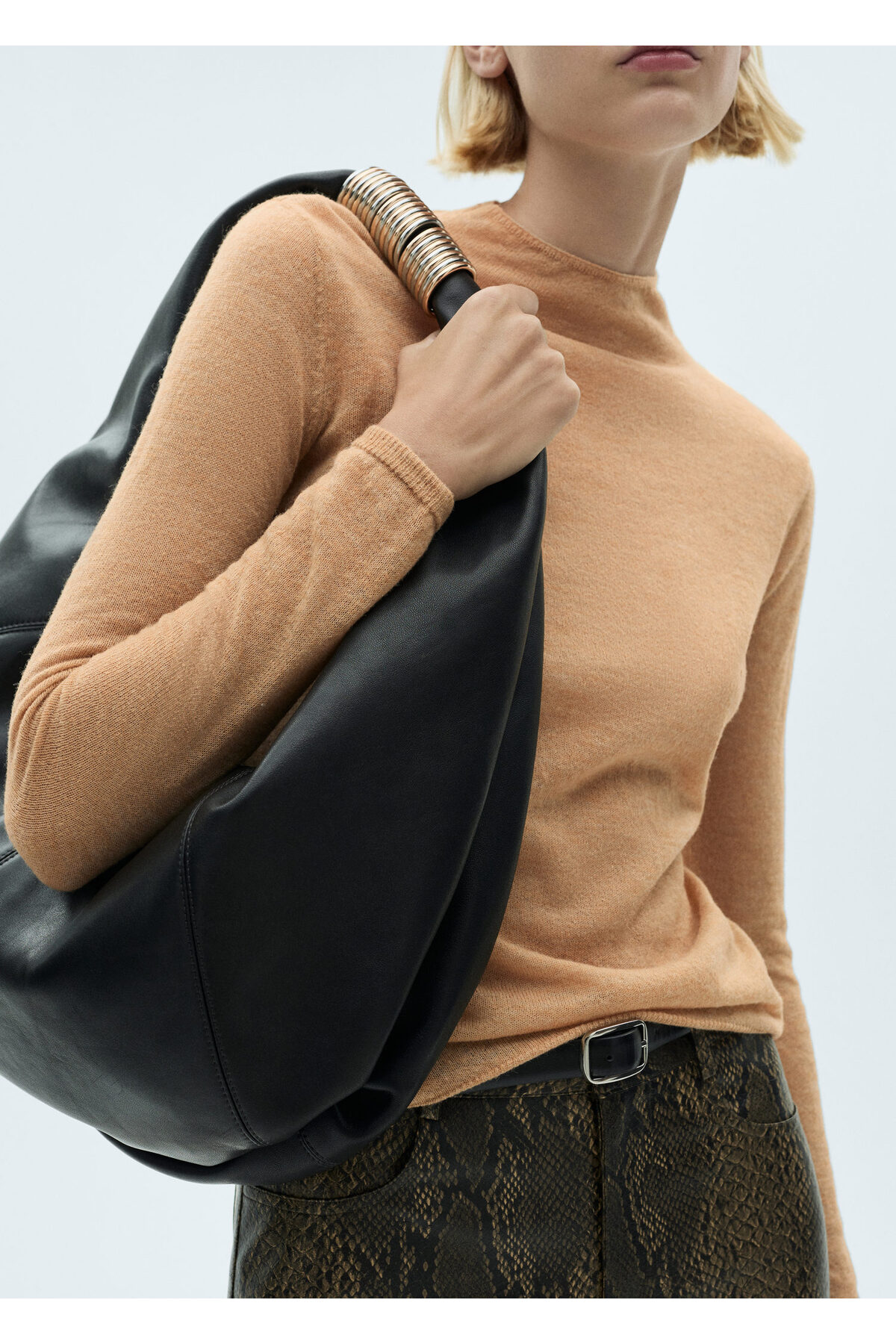 بافت و پلیور زنانه قهوه ای منگوMANGO | 77027668 اورجینال - تصویر 5