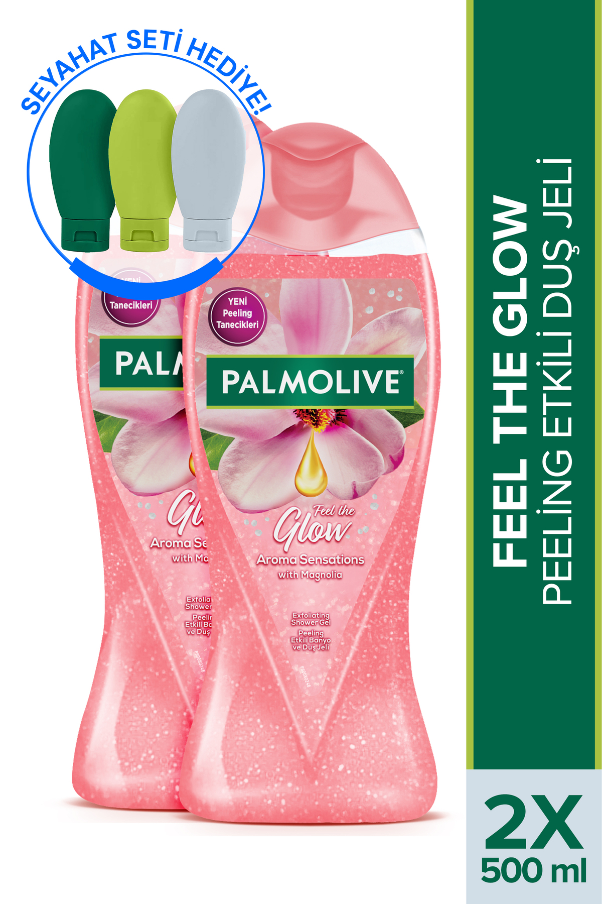 Palmolive Aroma Sensations Feel The Glow Banyo Ve Duş Jeli 500 ml X 2 Adet + Seyahat Kiti Hediye