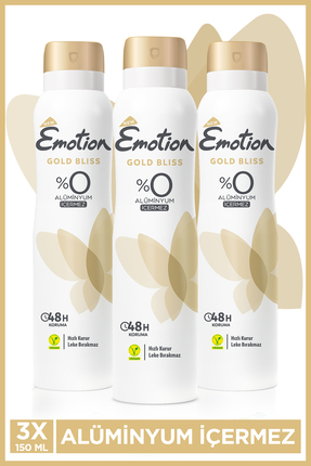 Emotion Gold Bliss Kadın Alüminyumsuz Vegan Deodorant 3x150 Ml Hızlı Kurur, L...