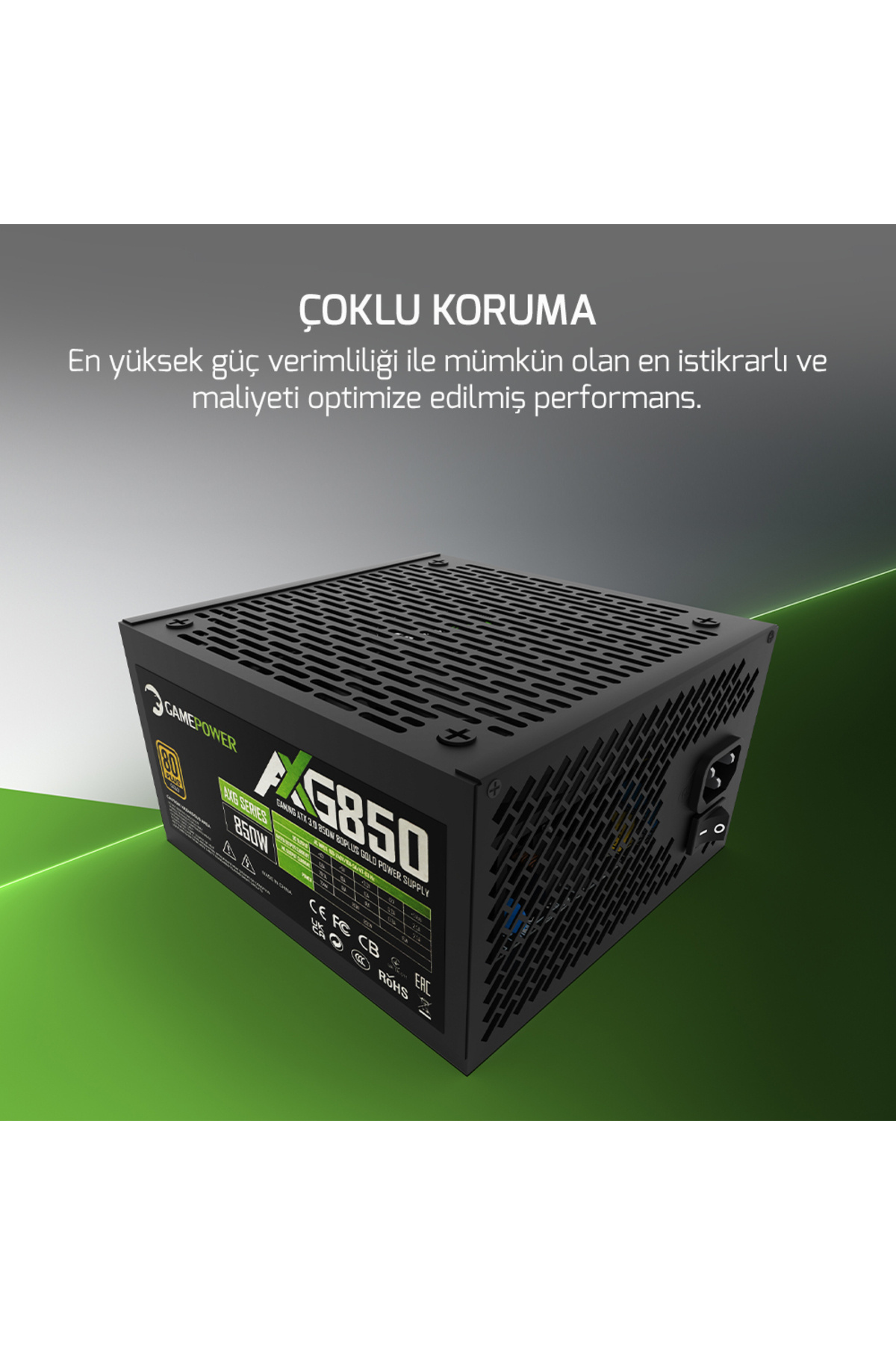 RTX 3080 + 850w PSU セット Gamepower AXG-850 14CM 850W Gold 80+ ATX 3.1 PCI-E 5.1 Power