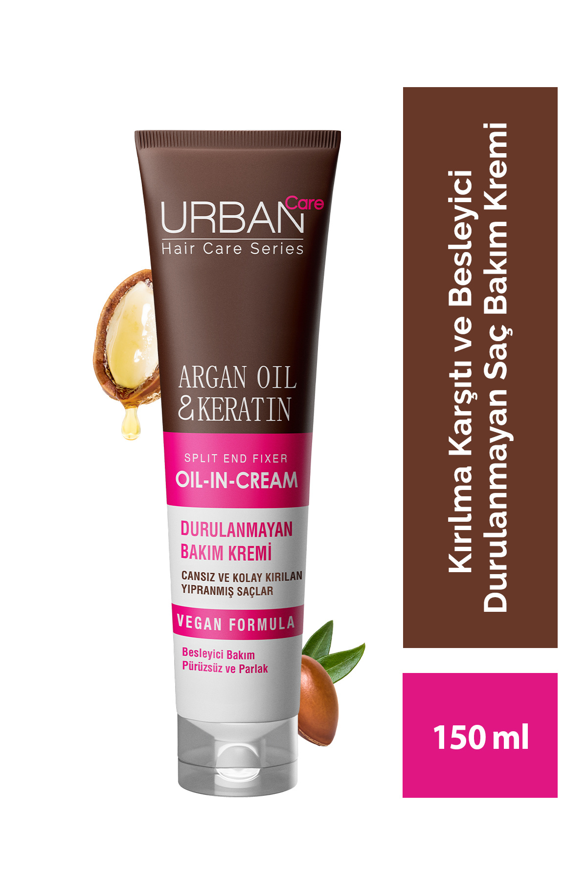 Urban Care Argan Yağı & Keratin Besleyici ve Kırılma Karşıtı Durulanmayan Saç Bakım Kremi -vegan-150ml