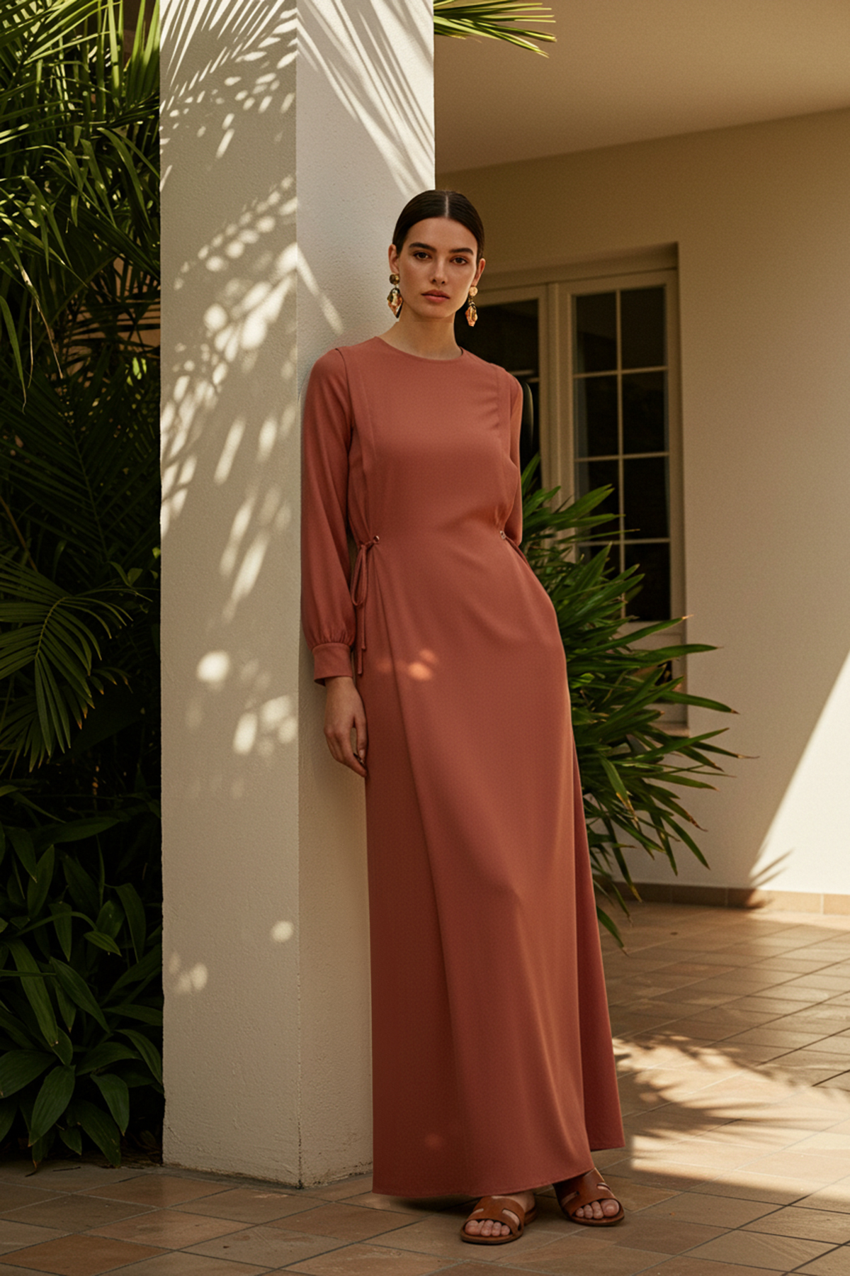 Trendyol Modest Wiązana sznurkiem w talii szczegółowe zakończenie rękawa Elas...