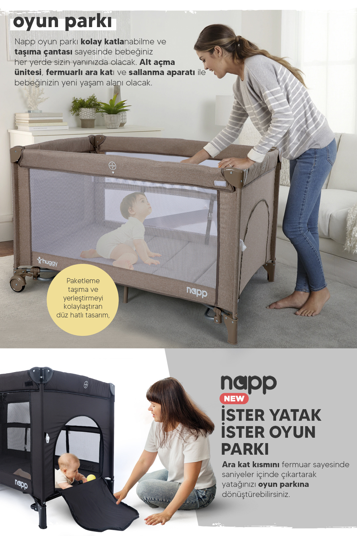 Huggy Napp 6 In 1 Anne Yani Park Yatak Oyun Parkı ve Yatak 70X120 XL fotoğrafı 5 (önizleme)