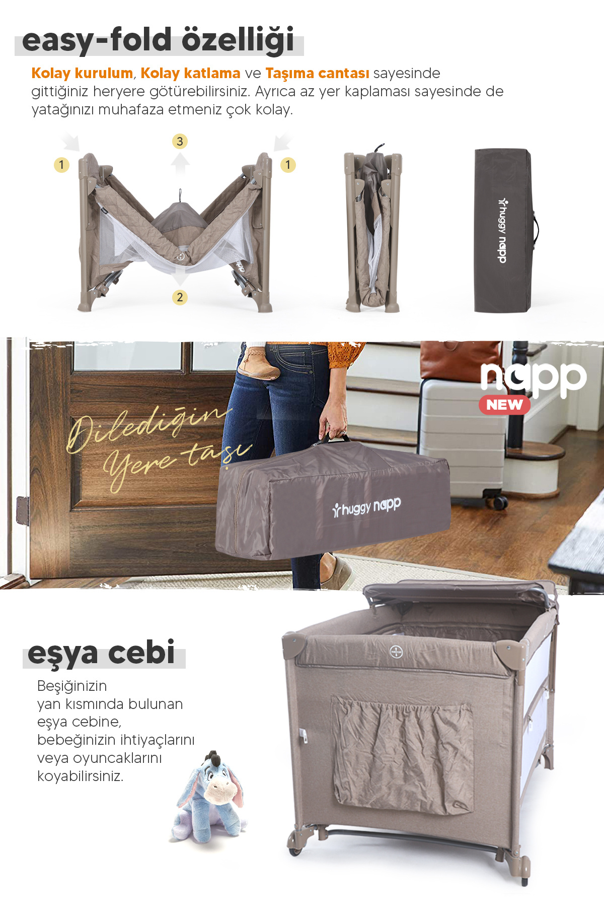 Huggy Napp 6 In 1 Anne Yani Park Yatak Oyun Parkı ve Yatak 70X120 XL fotoğrafı 7 (önizleme)