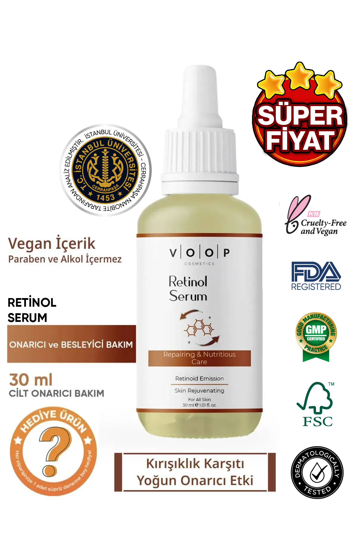 VOOP Kırışıklık ve Yaşlanma Karşıtı Bariyer Onarıcı Cilt Yenileyici Serum 30ml | (%1 Retinol + Ceramides)