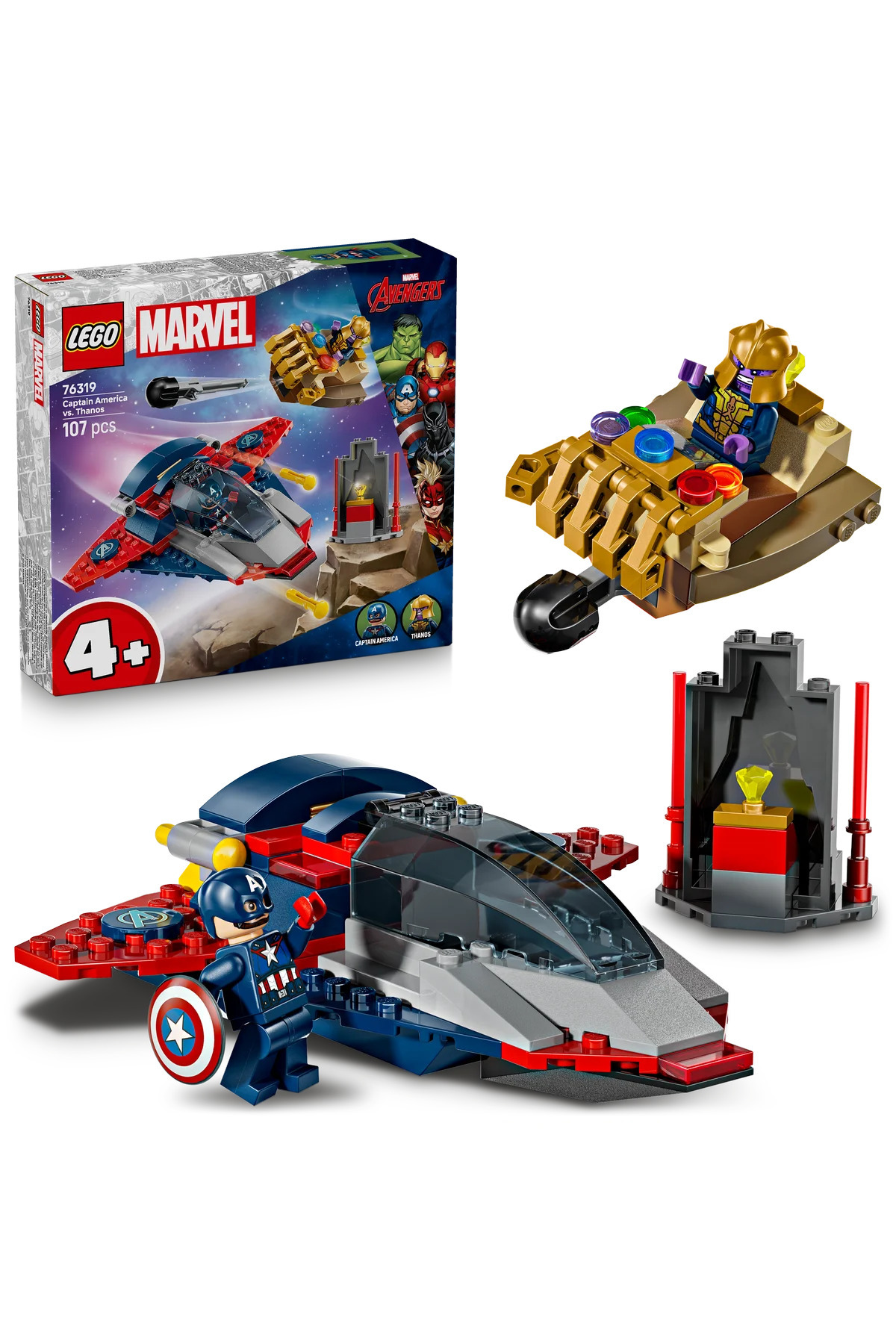 ® ǀ مارول کاپیتان آمریکا در برابر ثانوس ۷۶۳۱۹- ست ساختنی خلاقانه اسباب‌بازی برای کودکان ۴+ (۱۰۷ قطعه)