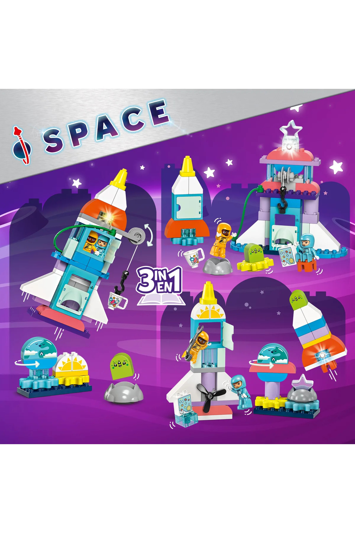 ® Duplo ® ماجراجویی شاتل فضایی ۳ در ۱ ۱۰۴۲۲ – مجموعه ساختنی آموزشی ۳+ (۵۸ قطعه)