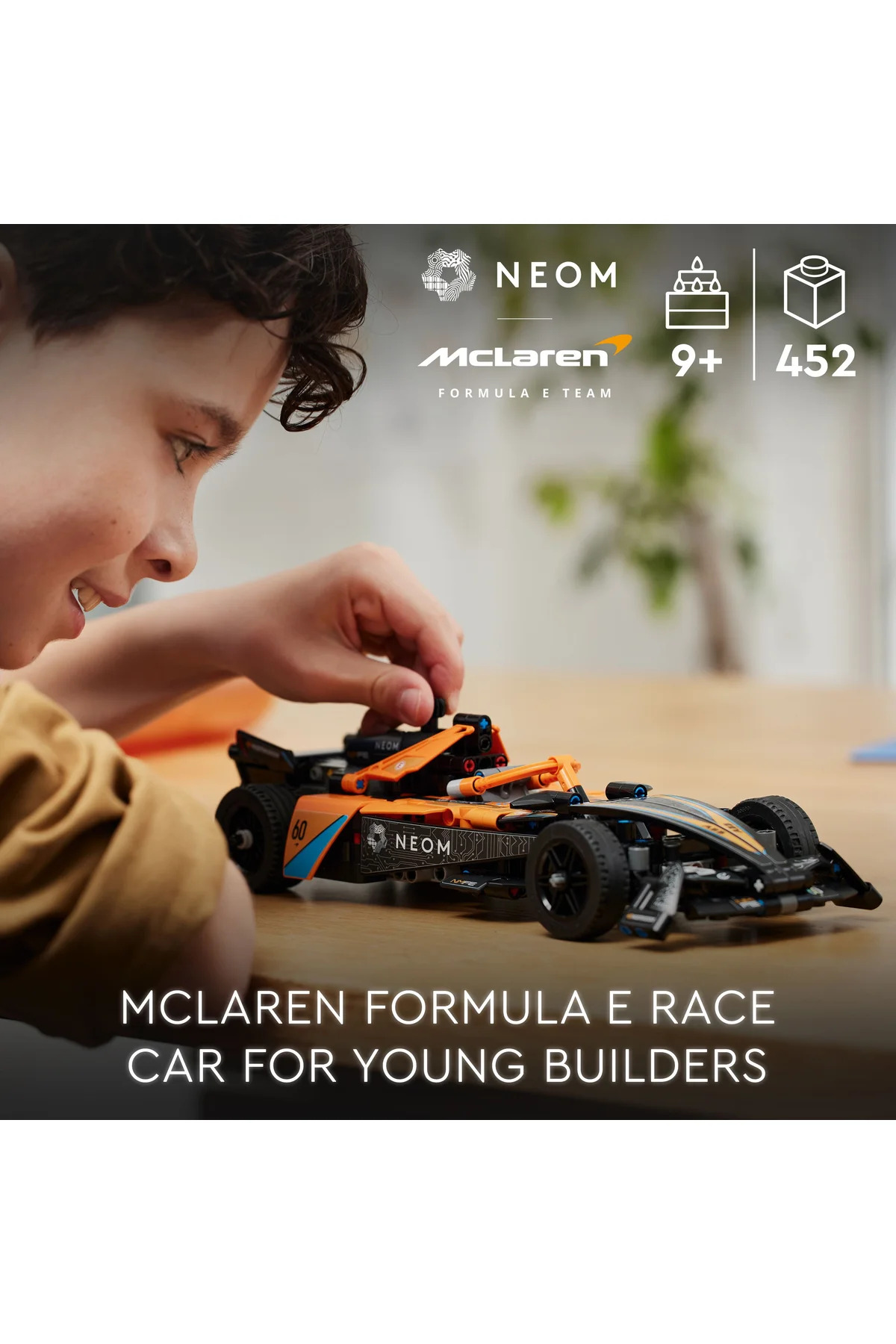 مجموعه ساختنی ماشین مسابقه فرمول E نئوم مکلارن تکنیک ۴۲۱۶۹ برای کودکان بالای ۹ سال (۴۵۲ قطعه)