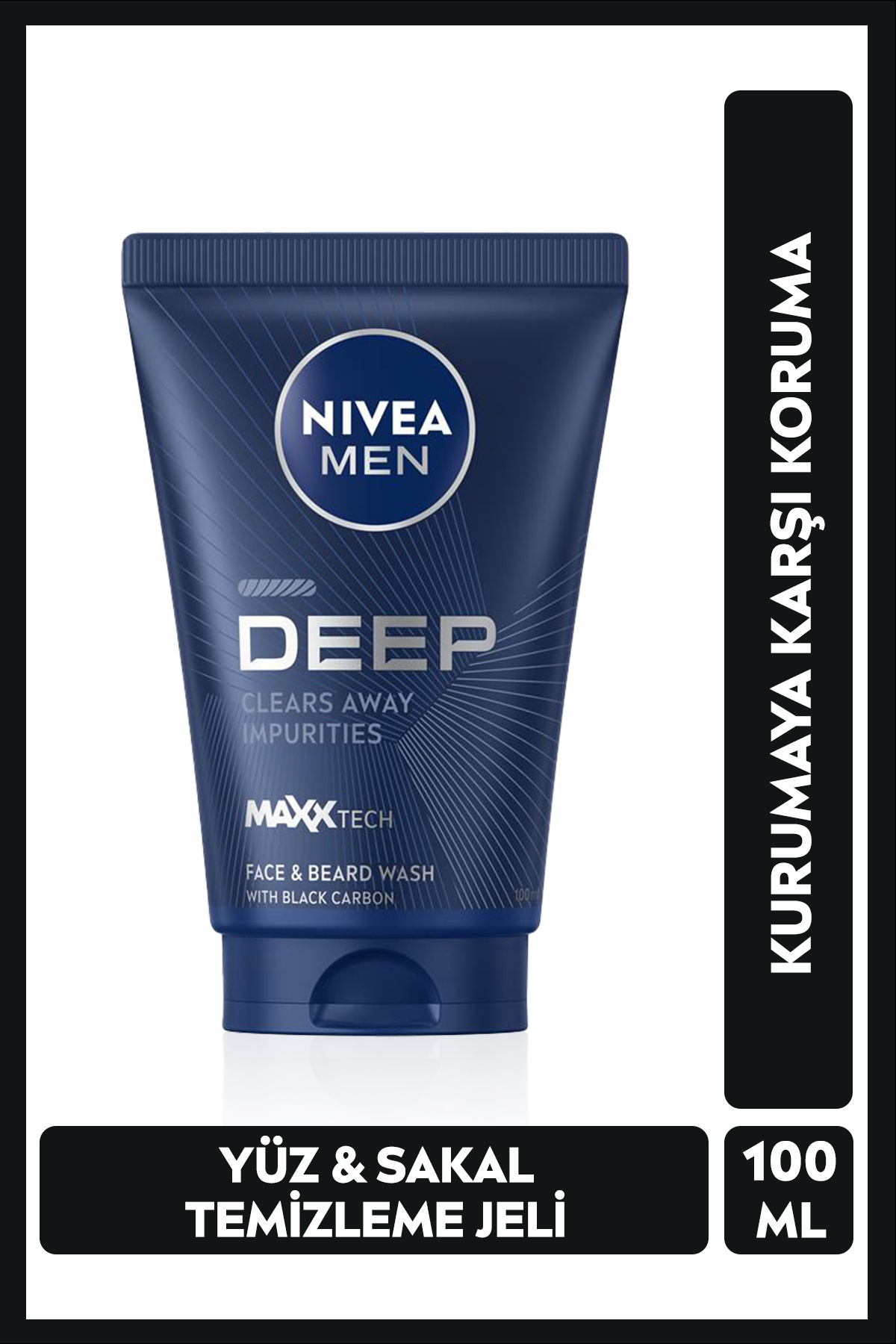 نیوا ژل پاک کننده صورت و ریش مردانه مردانه Deep Dimension 100ml، تصفیه کننده پوست، کربن فعال