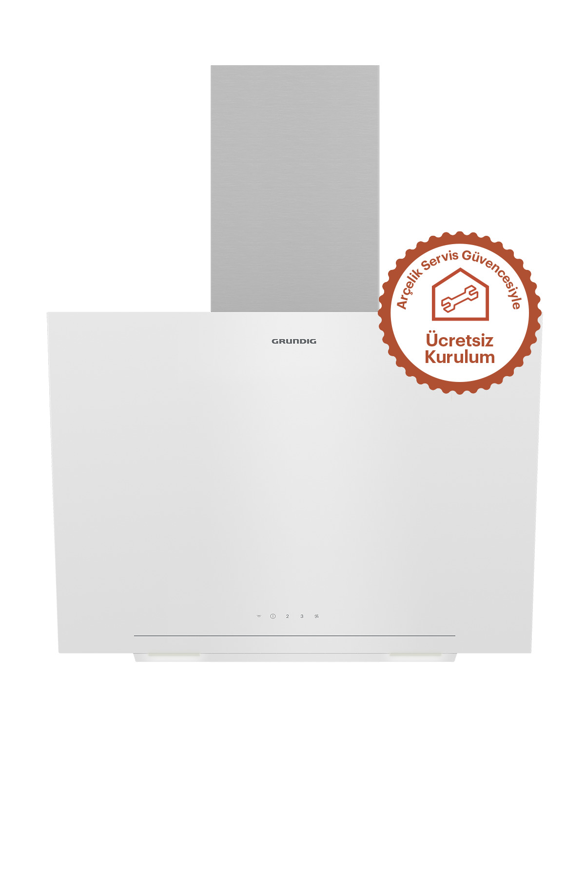 Resim Grundig GDSP 2474 BW 60cm Yatay Cam Davlumbaz Beyaz 