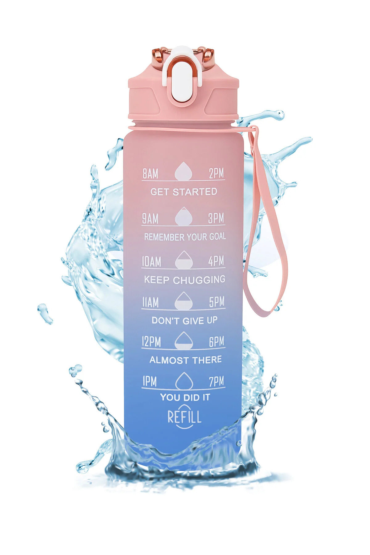 DMR ŞEFFAF 900 ml Sızdırmaz Su Matarası – Motivasyon Yazılı, Dayanıklı ve Taşınabilir Suluk