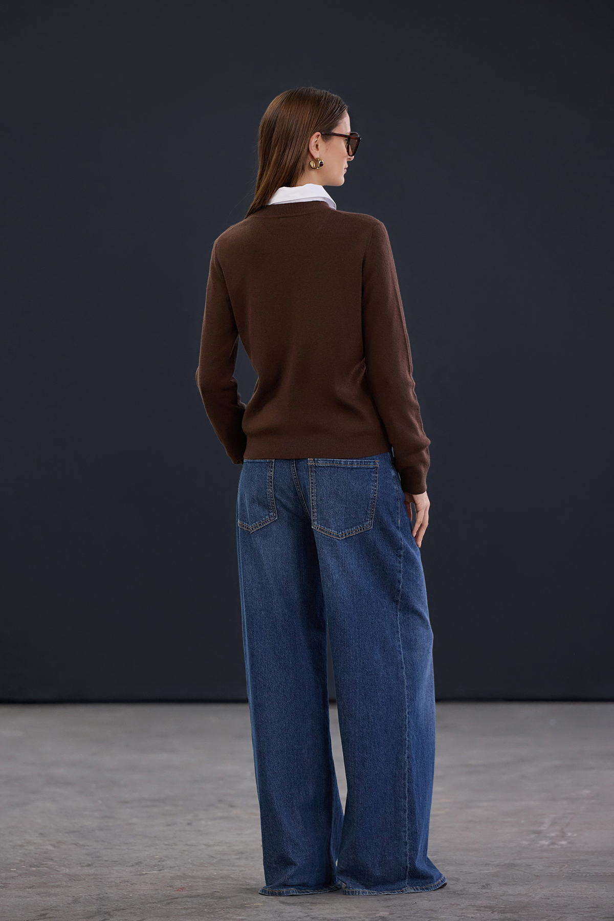 Trendyolmilla  Trendyol Studio Kahverengi Yünlü Bisiklet Yaka Yumuşak Dokulu Triko Kazak TWOAW26KZ00250 - Görsel 4