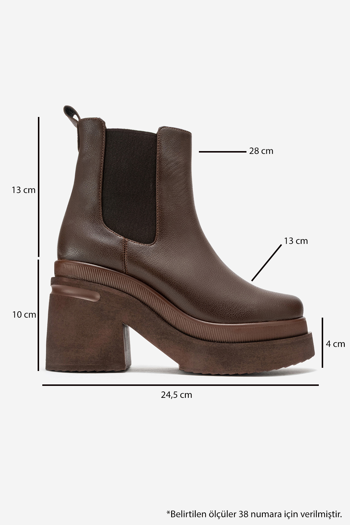 LuviShoes EMMA Kahverengi Cilt Kadın Platform Topuklu Bot görsel 6