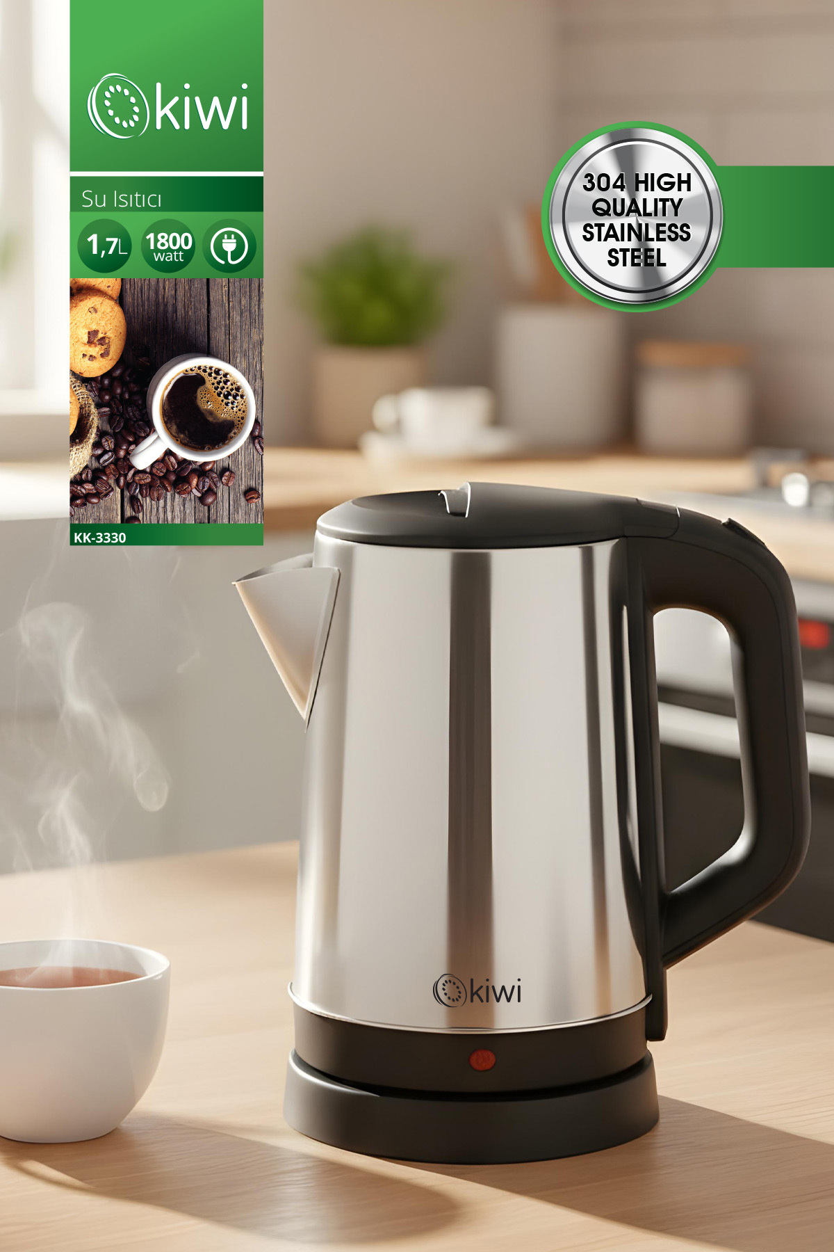 Kiwi Kiwii Su Isıtıcı Çelik Kettle Kk-3330
