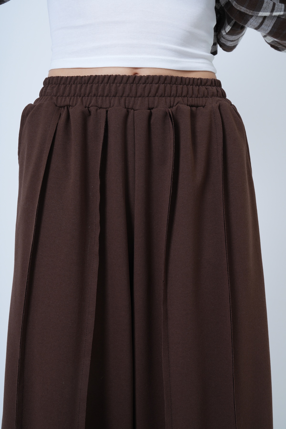 Trend Alaçatı Stili  Kadın Acı Kahve Dikiş Detaylı Paçası Lastikli Jogger Pantolon ALC-X14664 - Görsel 7