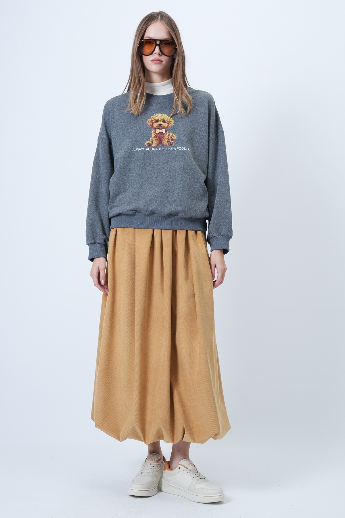 Trend Alaçatı Stili  Kadın Antrasit Önü Baskılı Oversize Pamuklu Sweatshırt ALC-X14651 - Görsel 5