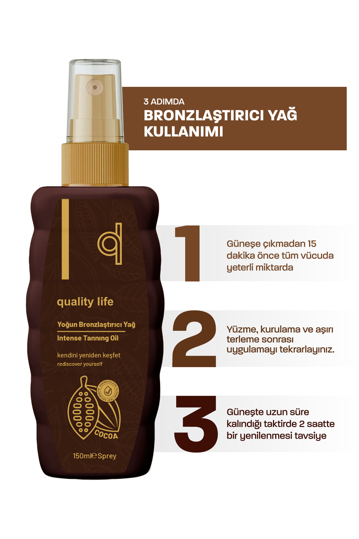 Yoğun Bronzlaştırıcı Güneş Yağı E Vitaminli Işıltılı 150 ml Şişe — bronzlaştırıcı-güneşsiz-yağ-krem — تصویر 5 از 6