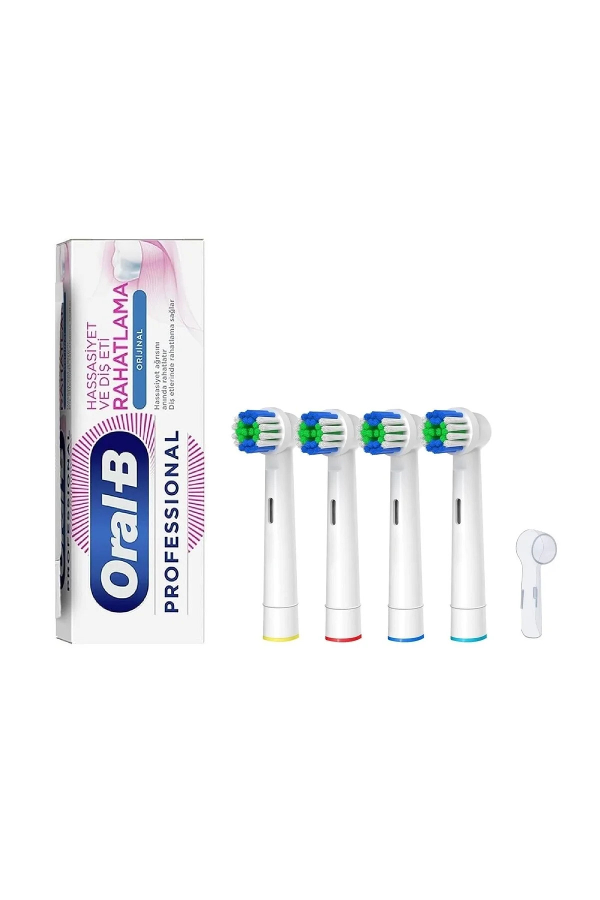 Oral-B Diş Macunu - Şarjlı Diş Fırçaları için 4 Adet Muadil Pricesion Clean Yedek Başlık - 1 Adet Kapak