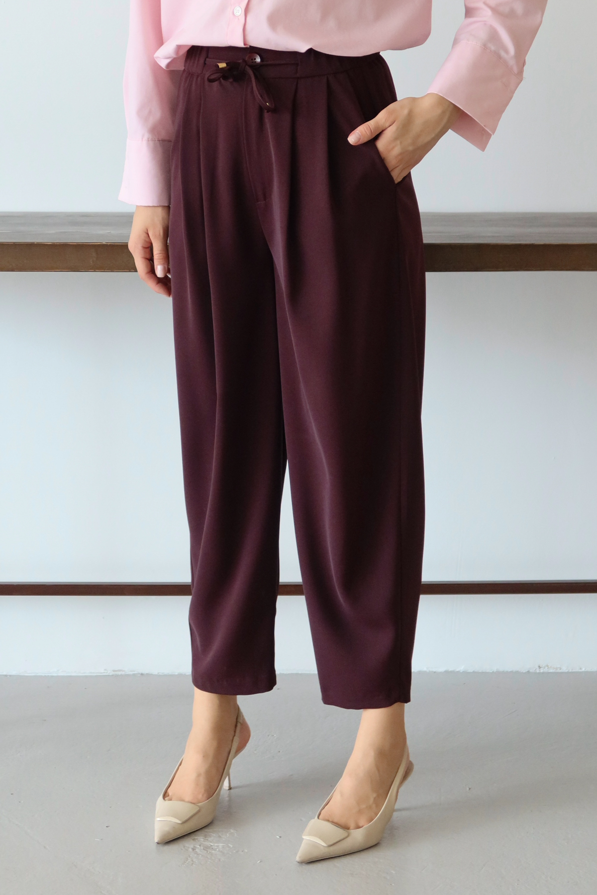 Trendyolmilla  Mürdüm Şalvar/Harem Bağcıklı Pantolon TWOSS25PL00126 - Görsel 7