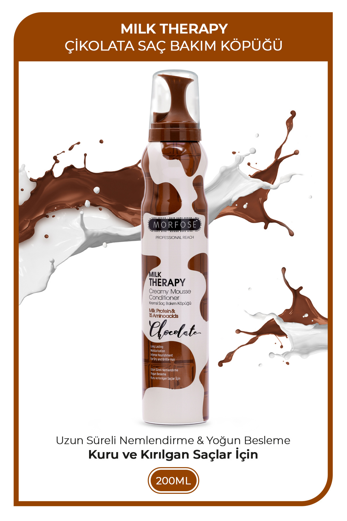 Morfose Milk Therapy Chocolate Saç Köpüğü 200 ml - Besleyici, Koruyucu Etki — 8680678830493