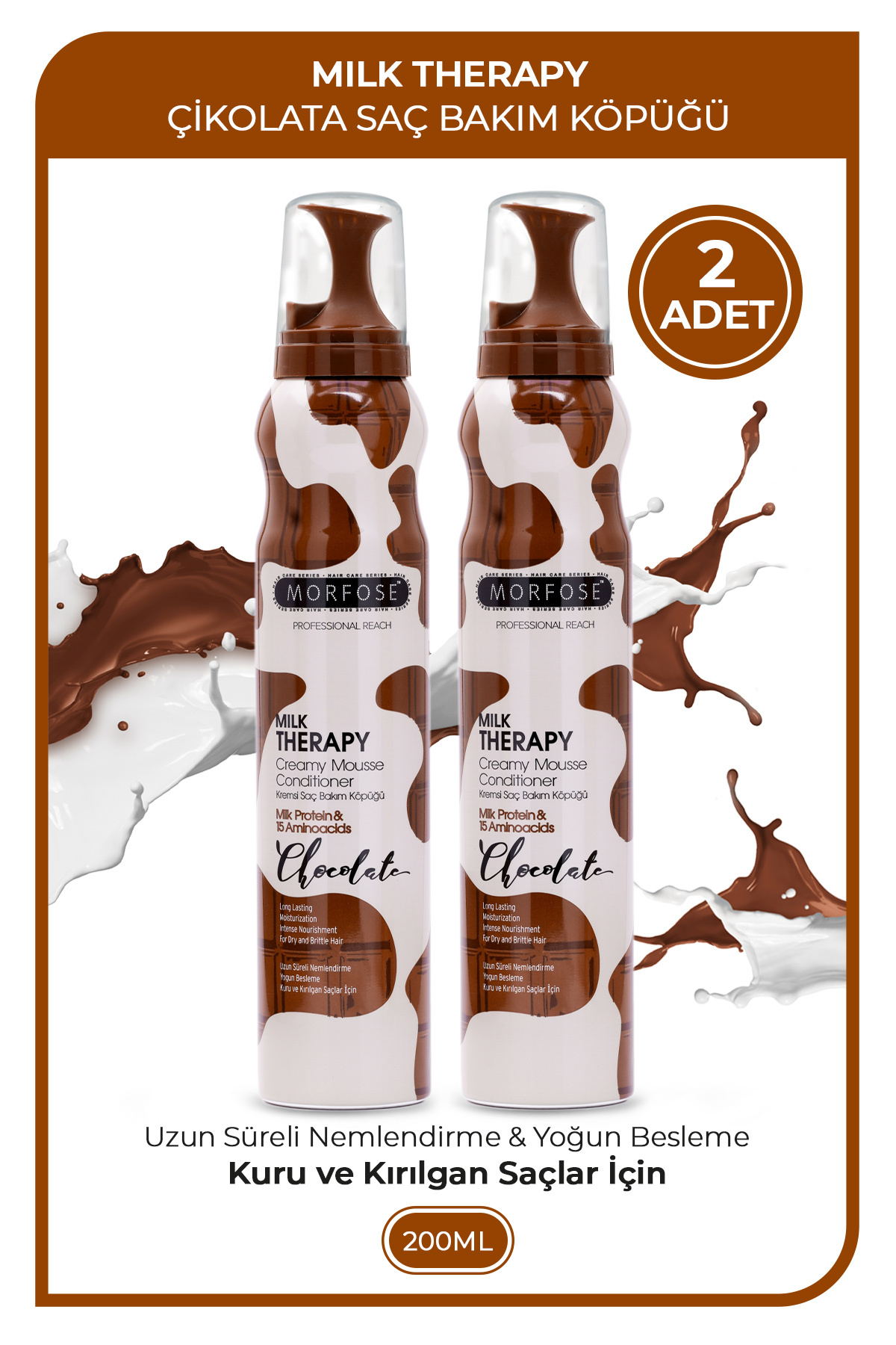 Morfose Milk Therapy Saç Köpüğü Chocolate 200 ml 2 Adet