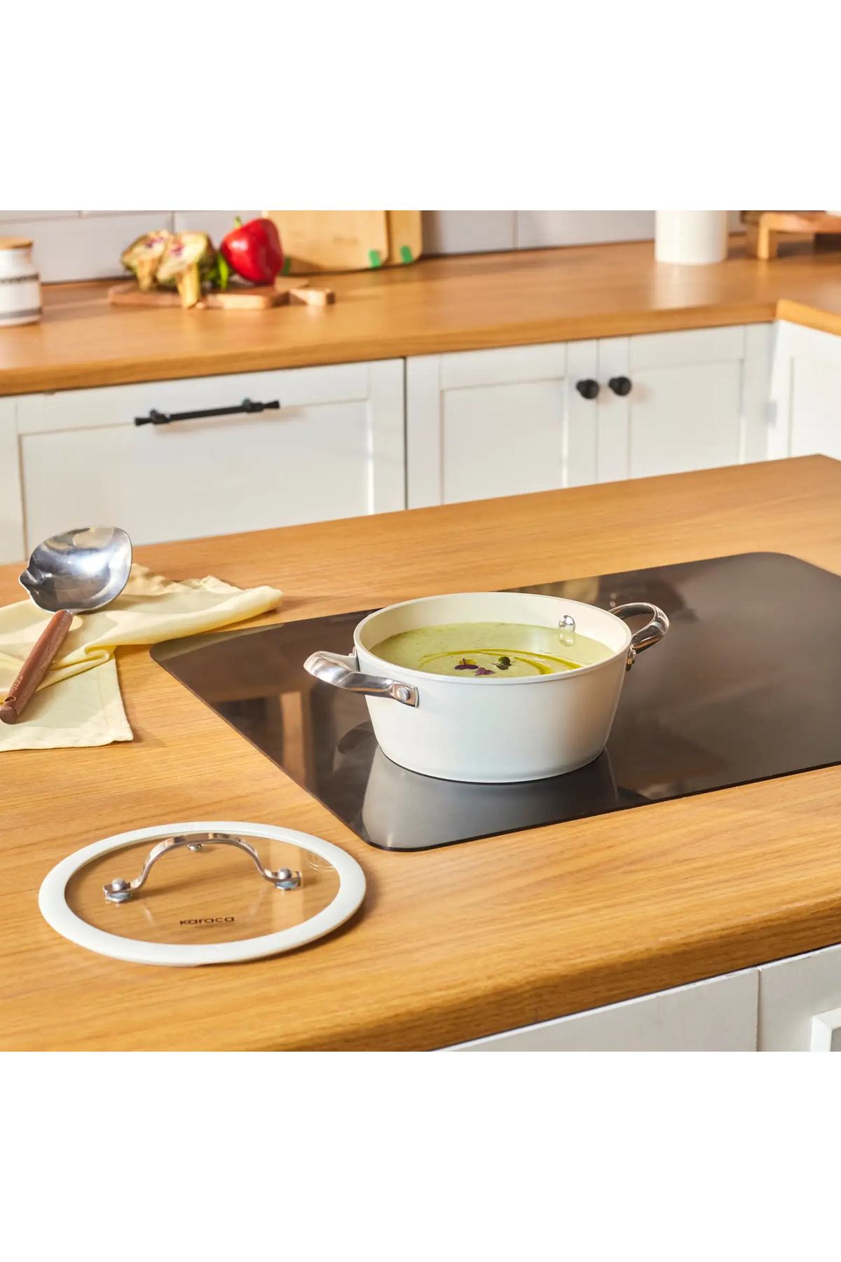 Karaca Swiss Crystal Mandle Cream Nepřilnavý indukční kastrol z nerezové ocel...