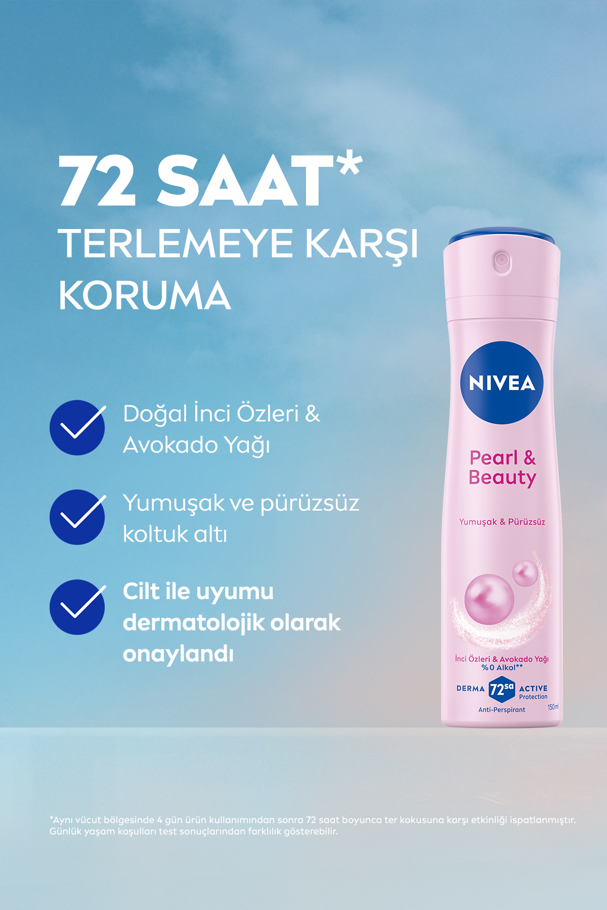 کرم مرطوب‌کننده 30ml و دئودورانت اسپری زنانه Pearl & Beauty 150ml، ضد تعریق 48 ساعته