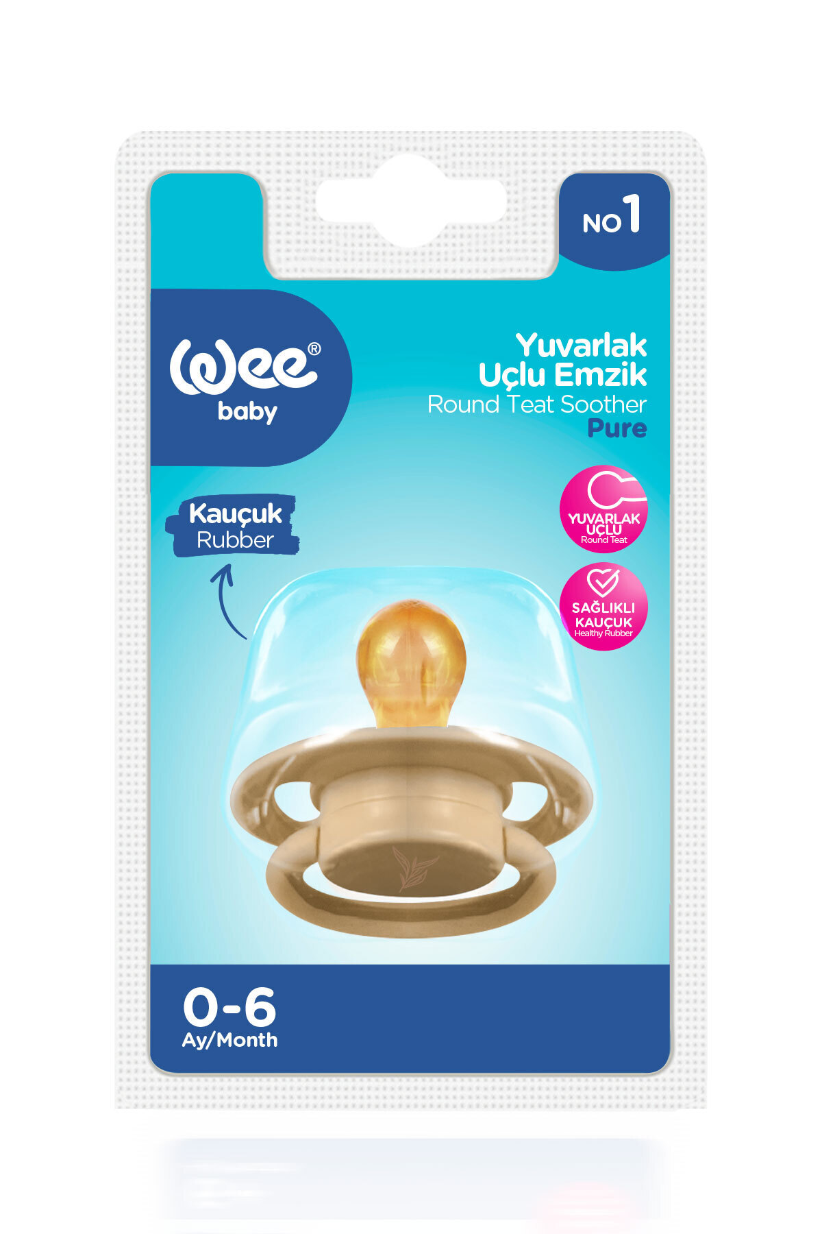 Wee Baby Pure Yuvarlak Uçlu Kauçuk Emzik No:1 Krem 0-6 Ay fotoğrafı 4 (önizleme)
