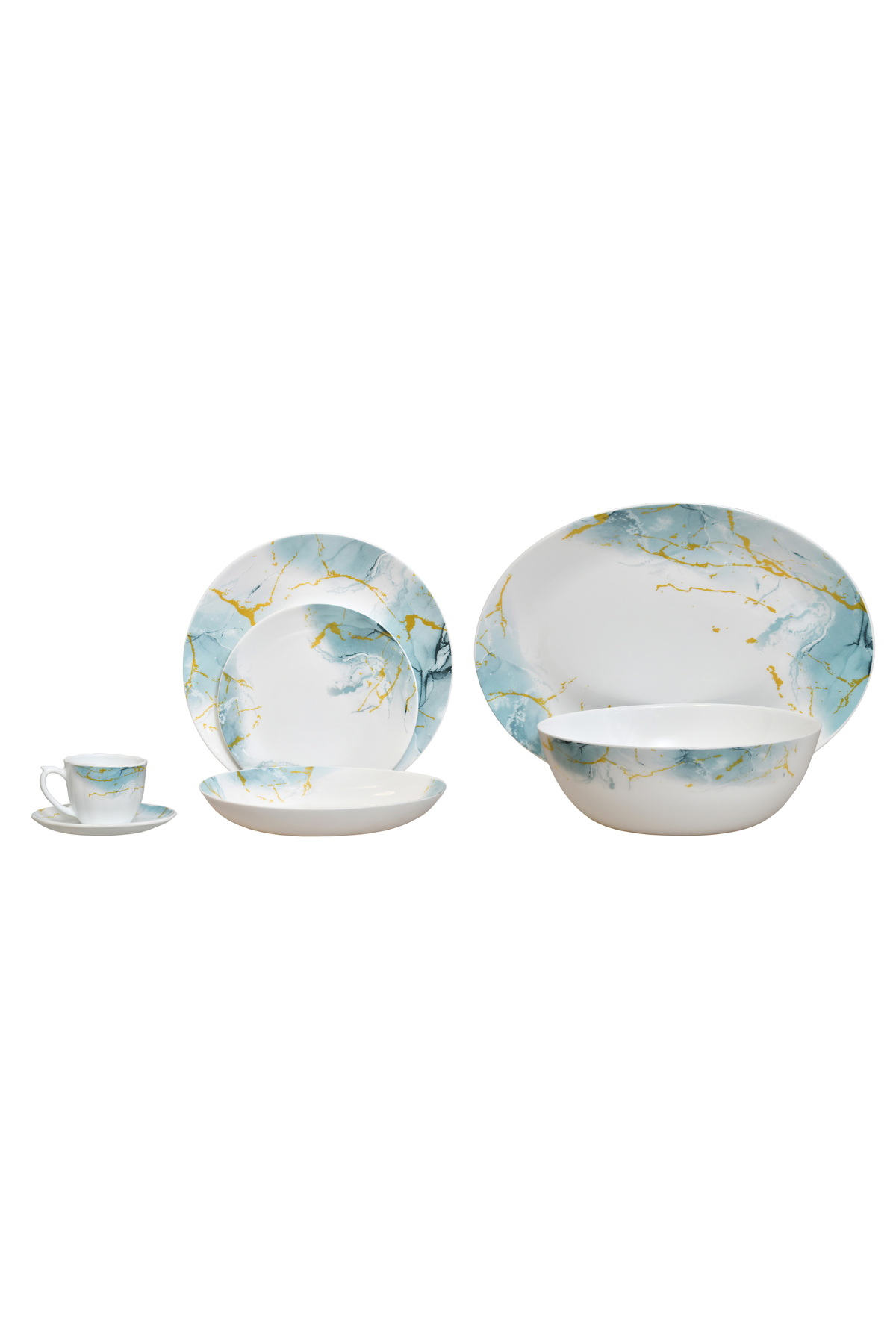 Dinova Dinova Décor türkiz étkészlet, opál, 32 darabos