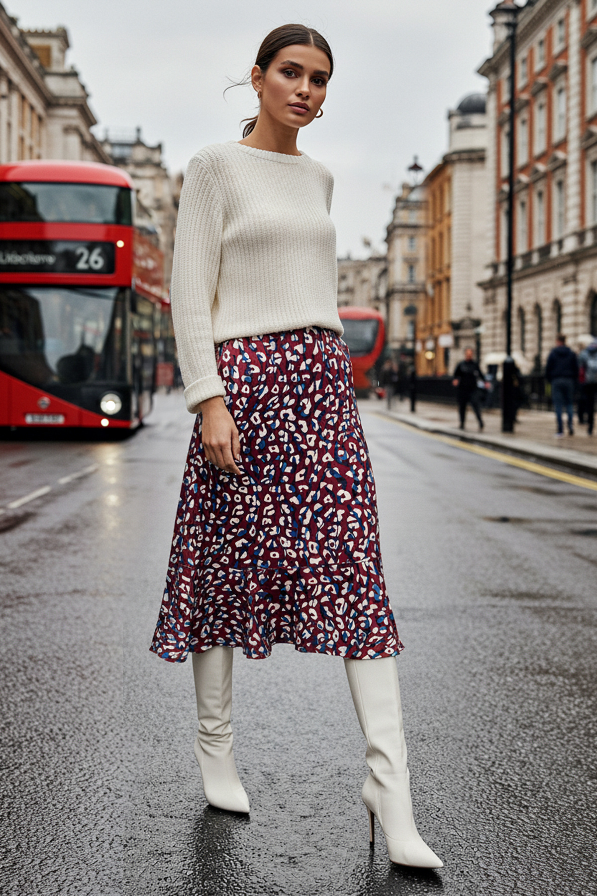 Trendyolmilla  Çok Renkli Ucu Volanlı Viskon Kumaşlı Hayvan Desenli Midi Dokuma Etek TWOSS19FG0026