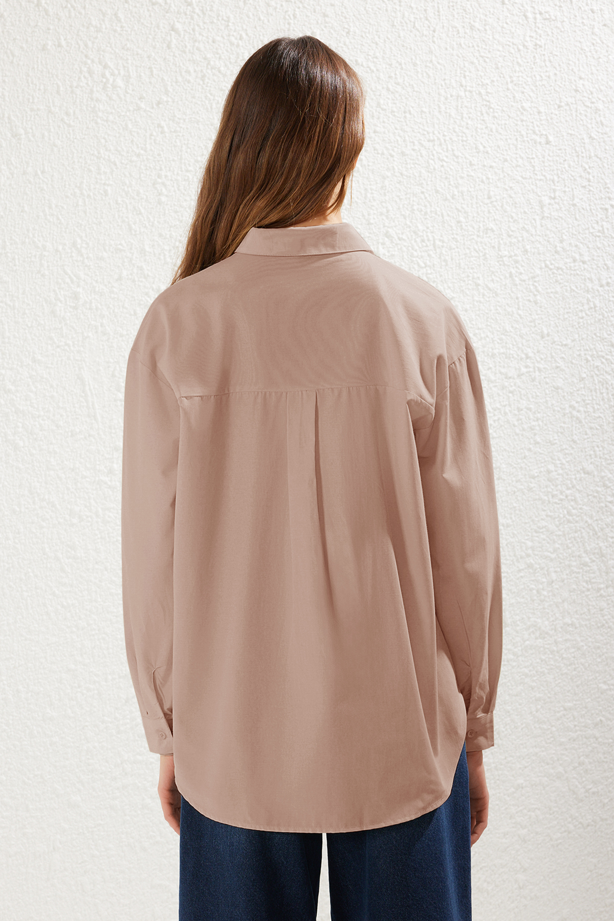 Trendyolmilla  Vizon Loose Fit Pamuklu Dokuma Gömlek TWOAW20GO0107 - Görsel 6