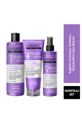 Urban Care Expert Biotin ve Kafein Dökülme Karşıtı Tonik&Şampuan&Krem Set-vegan