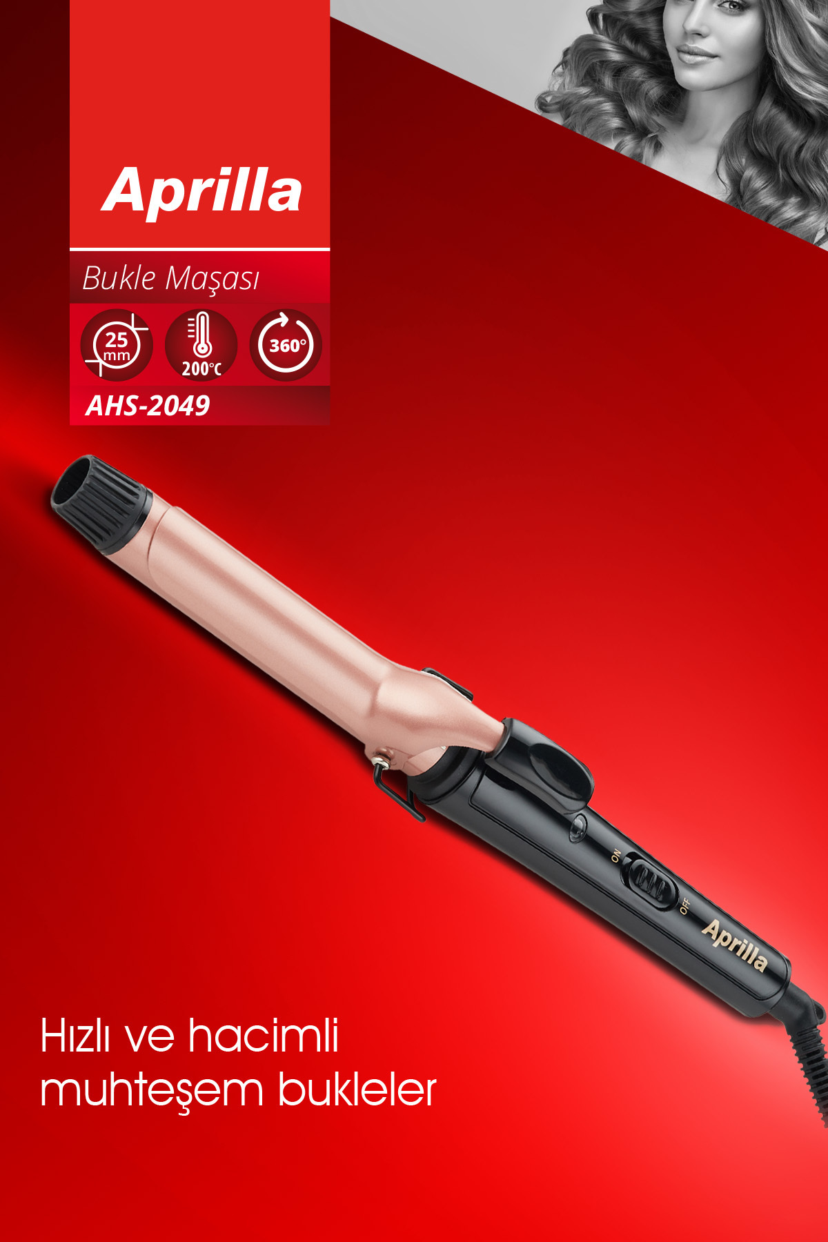 Aprilla Ahs-2049 Profosyonel Seramik Plaka 25 Mm Saç Şekillendirici Maşa