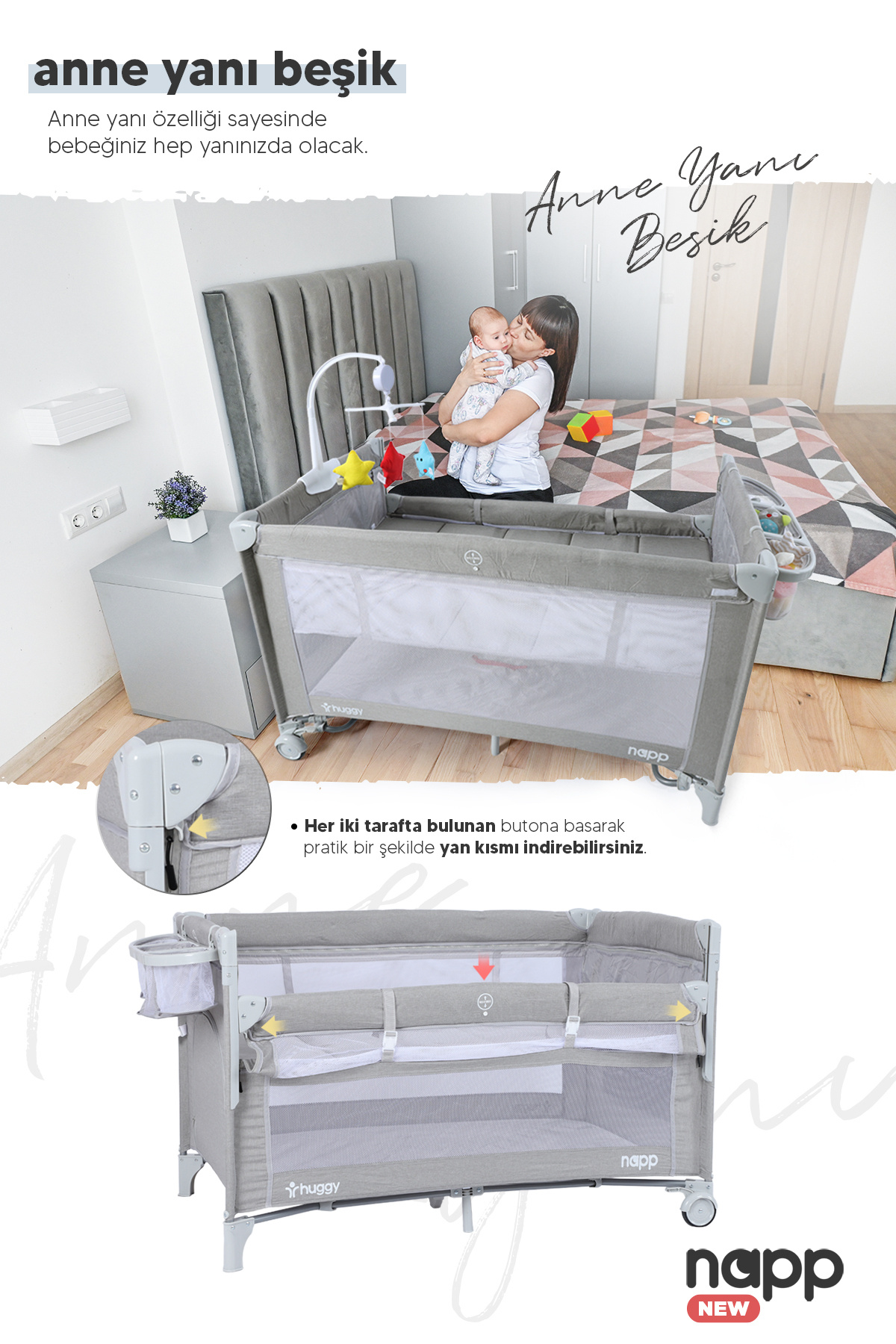 Huggy Napp 6 In 1 Anne Yani Park Yatak Oyun Parkı ve Yatak 70X120 XL fotoğrafı 4 (önizleme)