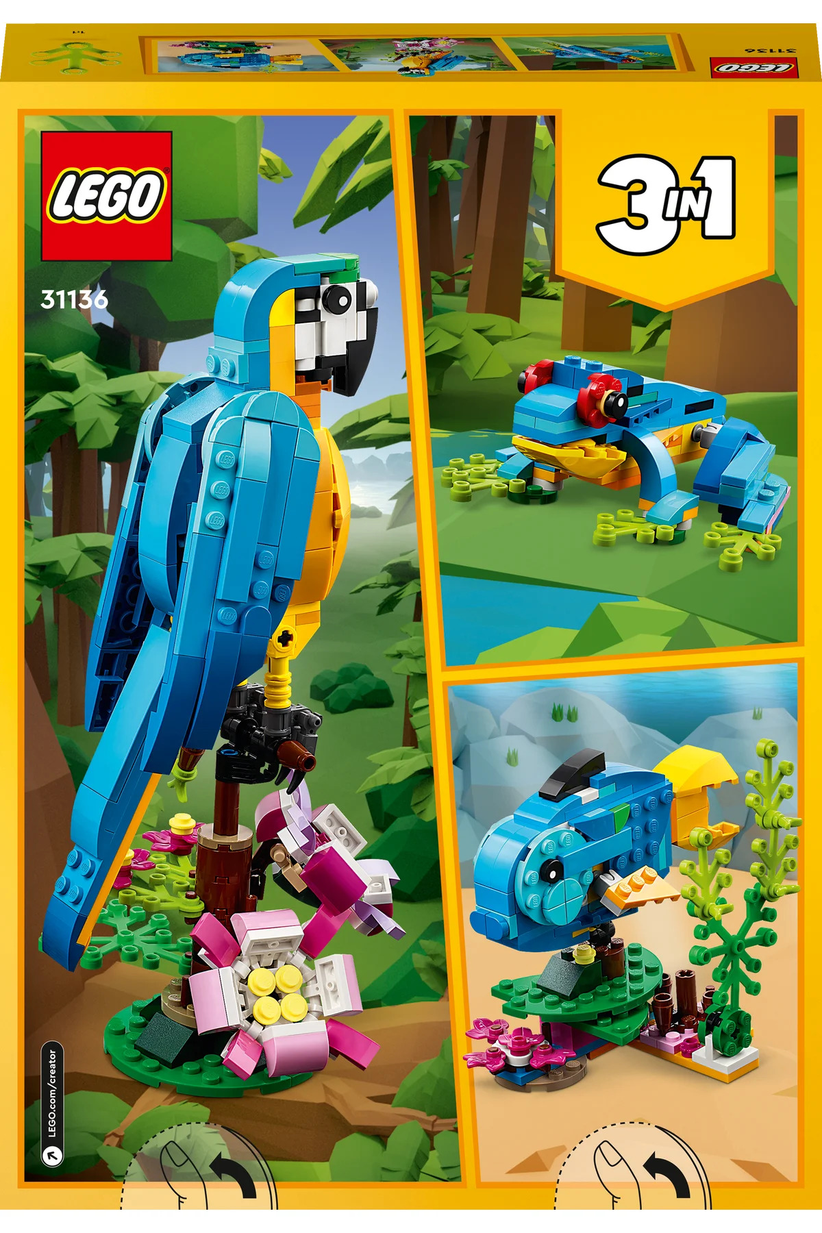 LEGO ® Creator Exotický papoušek 31136 - Stavebnice pro děti od 7 let (253 DÍLKŮ)