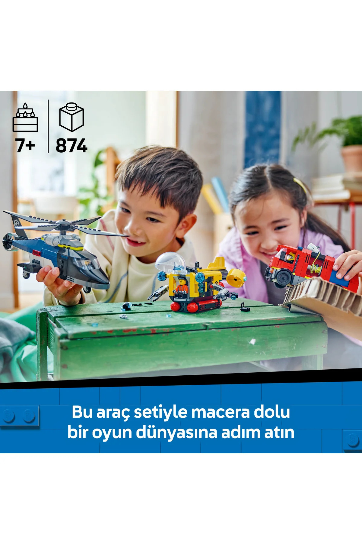 ® مجموعه ساختمانی اسباب‌بازی ریمیکس هلیکوپتر شهری، ماشین آتش‌نشانی و زیردریایی ۶۰۴۶۲