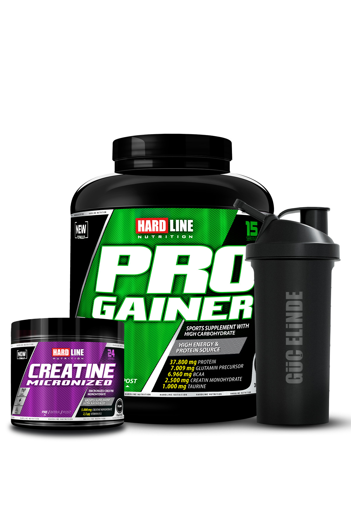 Hardline Progainer 3000 gr Çikolatalı + Creatine 120 gr + Shaker
