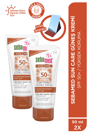 Sebamed Sun Care SPF 50+Üçlü Yüksek Koruma Güneş Kremi 50ml x 2 Adet – Ayna H...