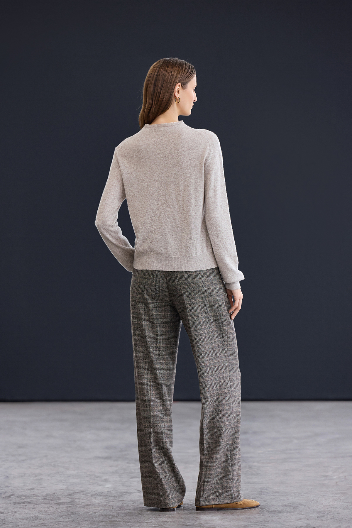 Trendyolmilla  Trendyol Studio Vizon Yünlü Dik Yaka Yumuşak Dokulu Triko Hırka TWOAW26HI00270 - Görsel 7