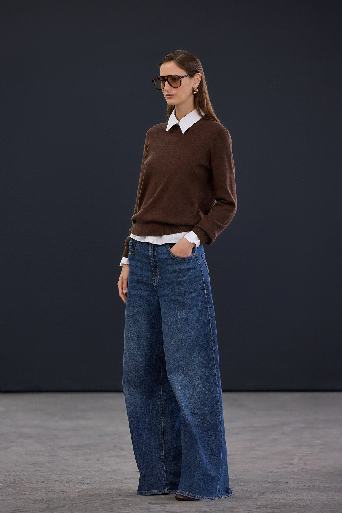 Trendyolmilla  Trendyol Studio Kahverengi Yünlü Bisiklet Yaka Yumuşak Dokulu Triko Kazak TWOAW26KZ00250 - Görsel 2