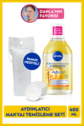 NIVEA Aydınlatıcı Micellar Makyaj Temizleme Suyu 400ml, Serum Içerikli, Hassa...