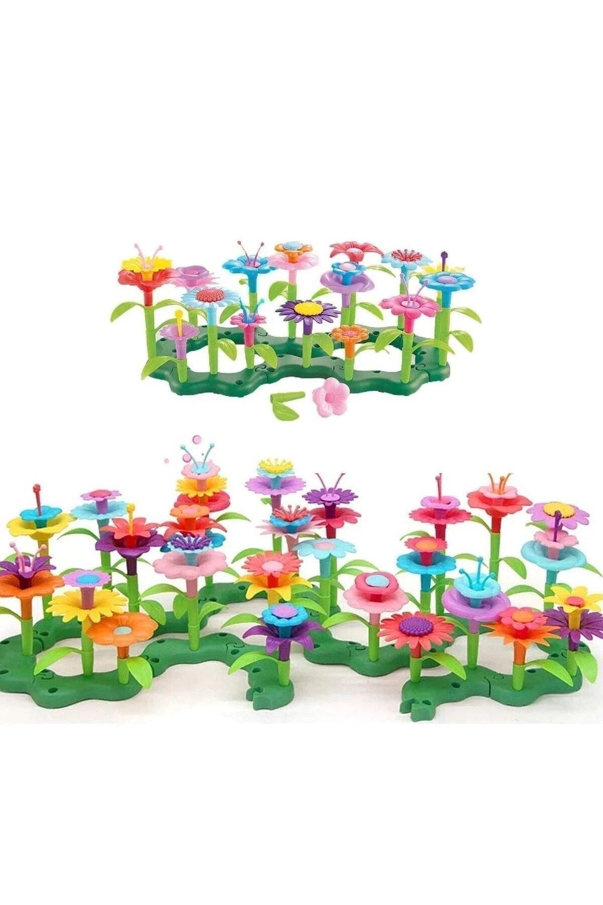Genel Markalar 52 Parça Bahçe Çiçek Yapım Seti Yapı Blokları Yapboz Bul Tak Puzzle Eğitici