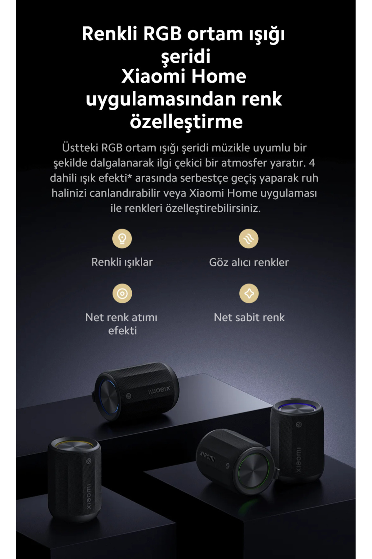 Bluetooth Speaker Mini Bluetooth Hoparlör, IP67, RGB Renkli Işıklı (Xiaomi Türkiye Garantili) 6
